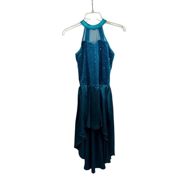 Balera Brand Dark Turquoise Sequin Top High Low Skort Dance Costume‎ Size Medium - Picture 1 of 11